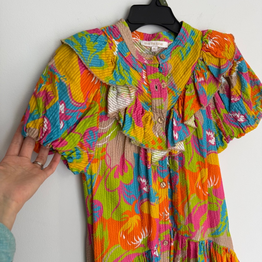 Colorful Floral Ruffle Short Dress - Multicolor - Picture 3 of 8